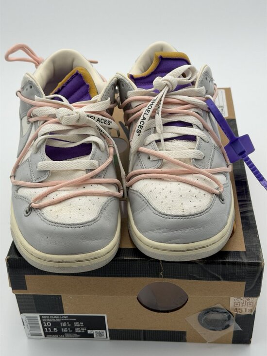 NIKE Dunk Low Off White Lot 24 Mens 10 Sail Neutral Grey Washed‎ Coral Leather main image 4